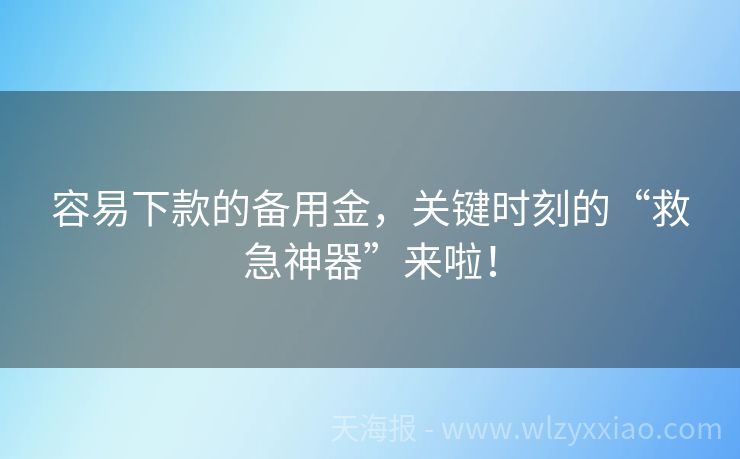 容易下款的备用金，关键时刻的“救急神器”来啦！