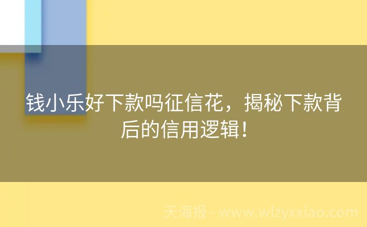 钱小乐好下款吗征信花，揭秘下款背后的信用逻辑！