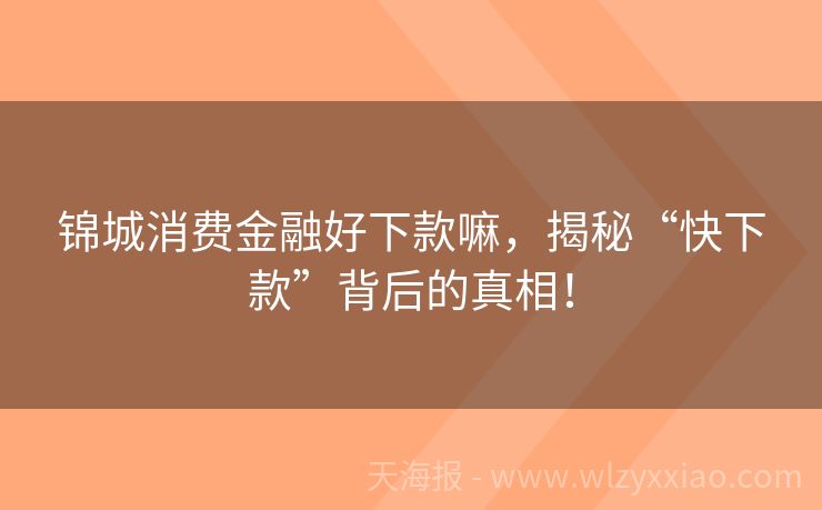 锦城消费金融好下款嘛，揭秘“快下款”背后的真相！