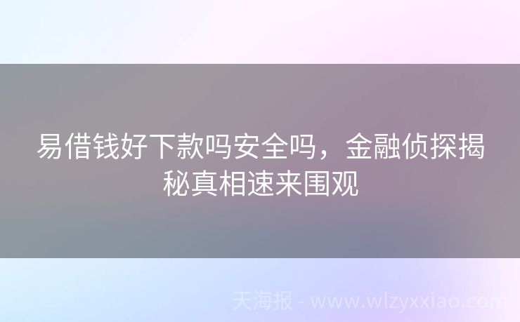 易借钱好下款吗安全吗，金融侦探揭秘真相速来围观