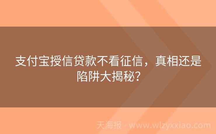 支付宝授信贷款不看征信，真相还是陷阱大揭秘？
