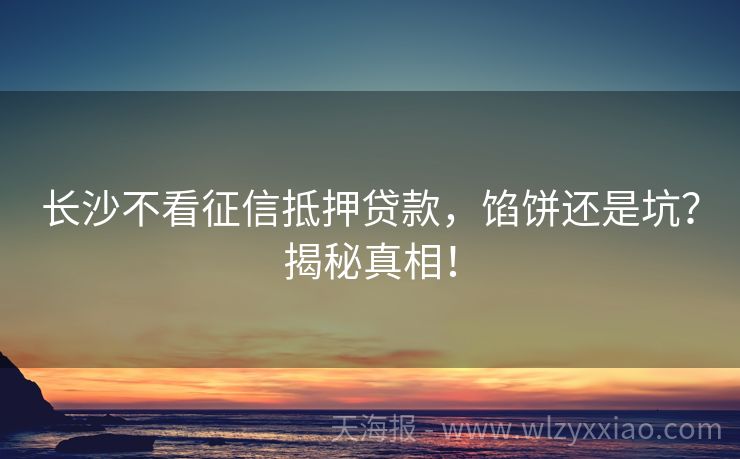 长沙不看征信抵押贷款，馅饼还是坑？揭秘真相！