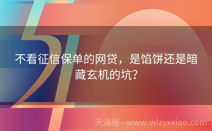 不看征信保单的网贷，是馅饼还是暗藏玄机的坑？