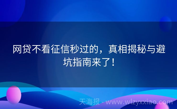 网贷不看征信秒过的，真相揭秘与避坑指南来了！
