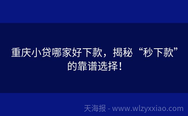 重庆小贷哪家好下款，揭秘“秒下款”的靠谱选择！