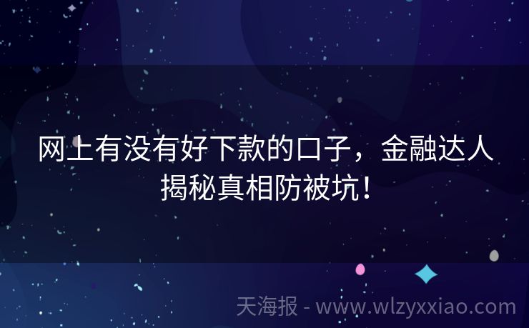 网上有没有好下款的口子，金融达人揭秘真相防被坑！