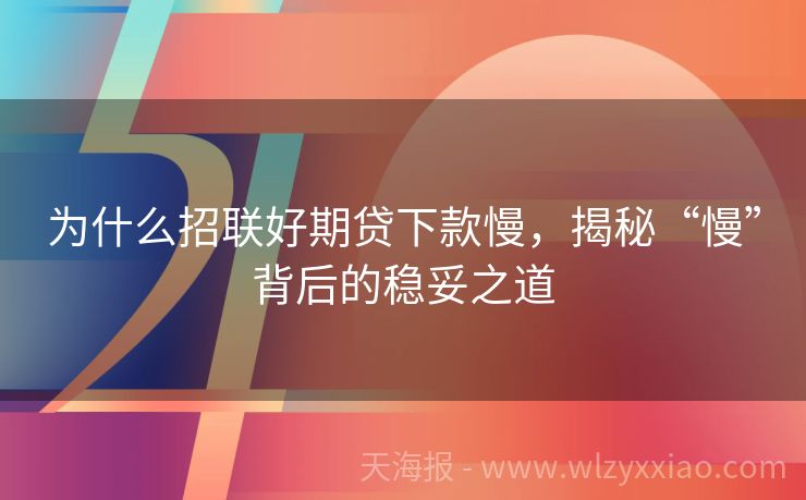 为什么招联好期贷下款慢，揭秘“慢”背后的稳妥之道
