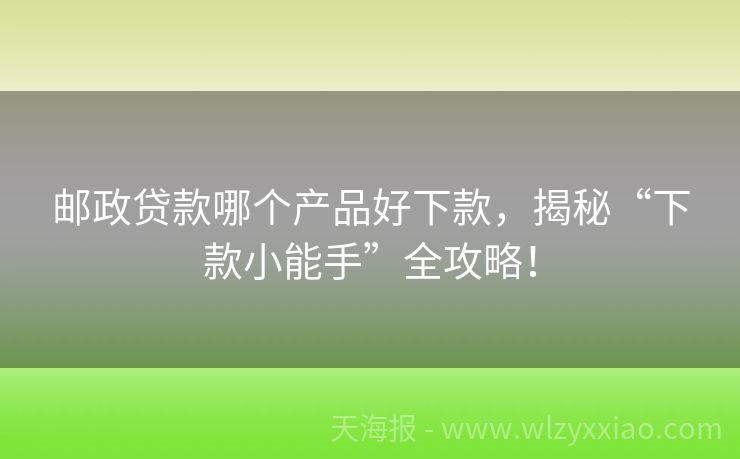 邮政贷款哪个产品好下款，揭秘“下款小能手”全攻略！
