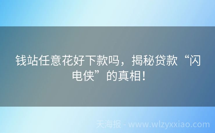 钱站任意花好下款吗，揭秘贷款“闪电侠”的真相！