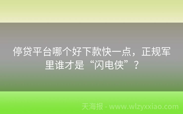 停贷平台哪个好下款快一点，正规军里谁才是“闪电侠”？