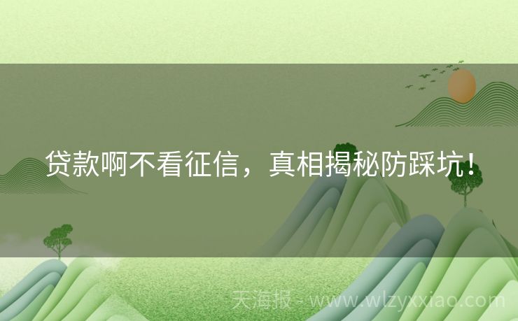 贷款啊不看征信，真相揭秘防踩坑！