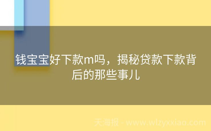 钱宝宝好下款m吗，揭秘贷款下款背后的那些事儿