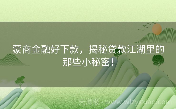 蒙商金融好下款，揭秘贷款江湖里的那些小秘密！