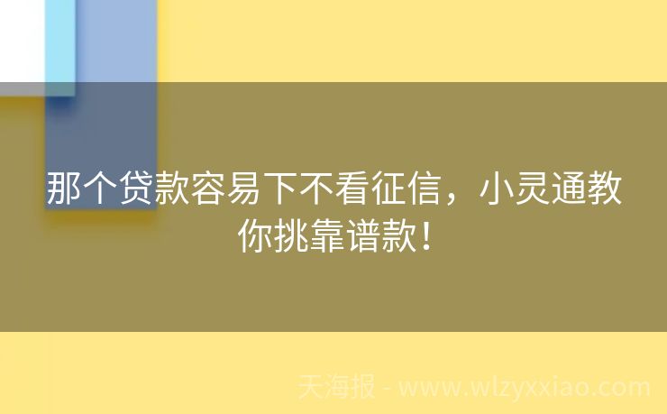 那个贷款容易下不看征信，小灵通教你挑靠谱款！