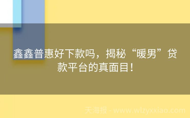 鑫鑫普惠好下款吗，揭秘“暖男”贷款平台的真面目！