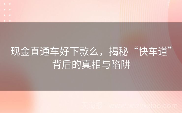 现金直通车好下款么，揭秘“快车道”背后的真相与陷阱