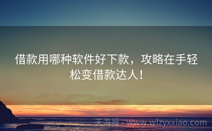 借款用哪种软件好下款，攻略在手轻松变借款达人！