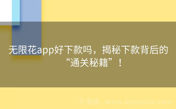 无限花app好下款吗，揭秘下款背后的“通关秘籍”！