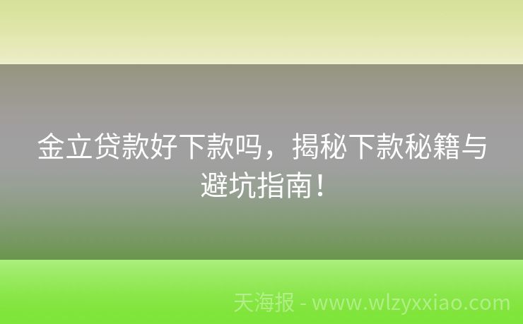 金立贷款好下款吗，揭秘下款秘籍与避坑指南！