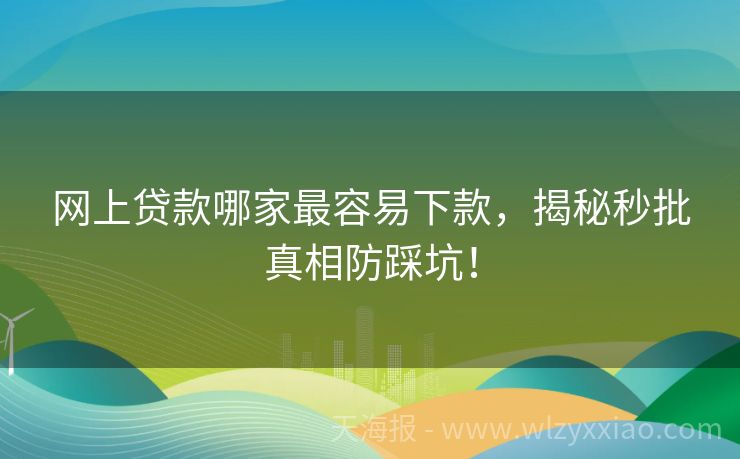 网上贷款哪家最容易下款，揭秘秒批真相防踩坑！