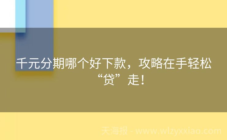 千元分期哪个好下款，攻略在手轻松“贷”走！