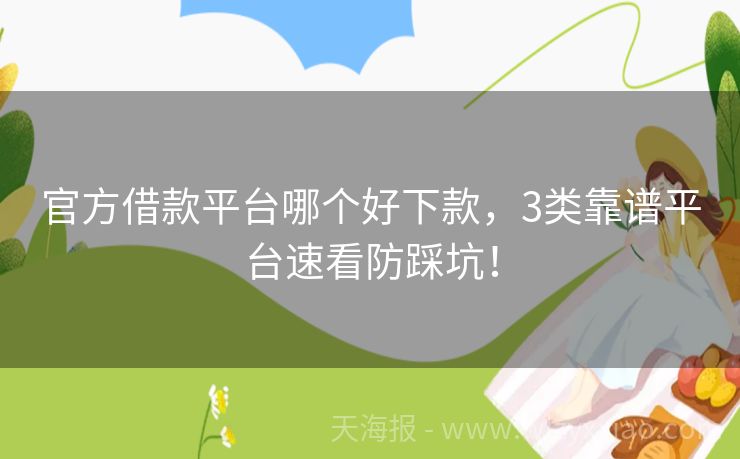 官方借款平台哪个好下款，3类靠谱平台速看防踩坑！