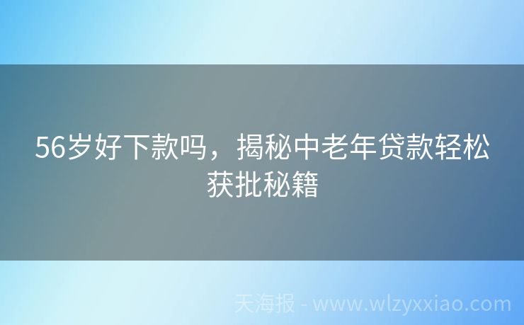 56岁好下款吗，揭秘中老年贷款轻松获批秘籍