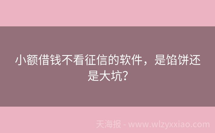 小额借钱不看征信的软件，是馅饼还是大坑？