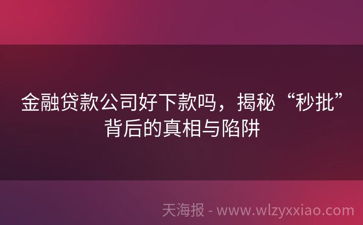 金融贷款公司好下款吗，揭秘“秒批”背后的真相与陷阱