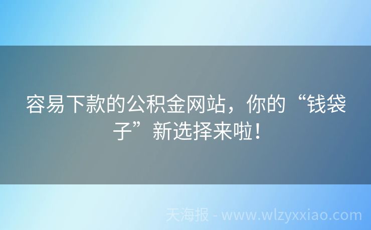 容易下款的公积金网站，你的“钱袋子”新选择来啦！