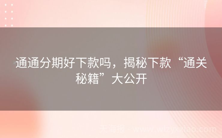 通通分期好下款吗，揭秘下款“通关秘籍”大公开