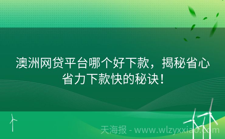 澳洲网贷平台哪个好下款，揭秘省心省力下款快的秘诀！