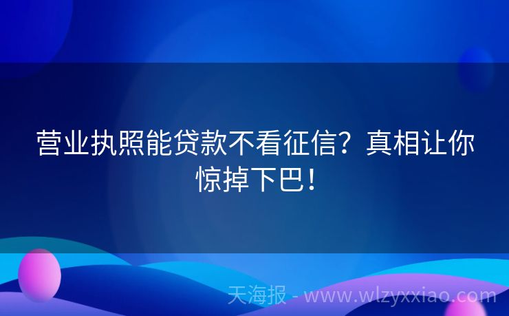 营业执照能贷款不看征信？真相让你惊掉下巴！