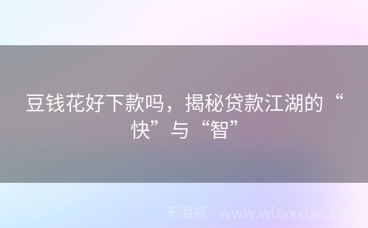 豆钱花好下款吗，揭秘贷款江湖的“快”与“智”