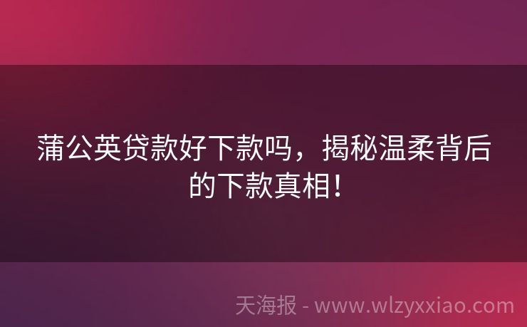 蒲公英贷款好下款吗，揭秘温柔背后的下款真相！