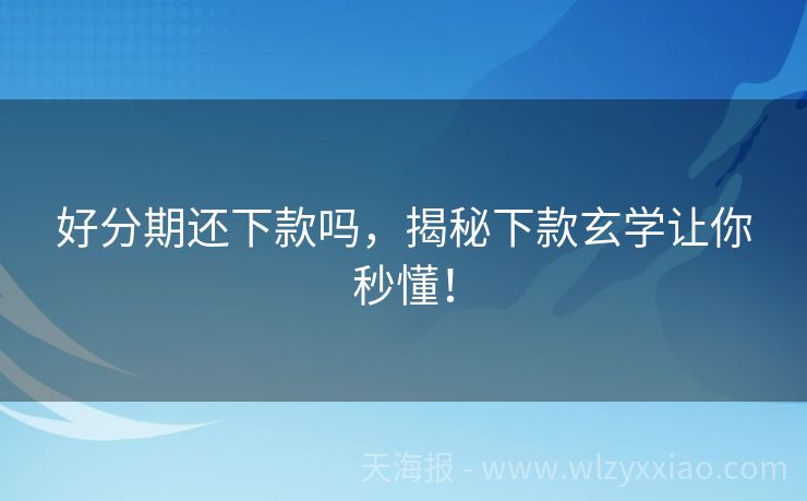 好分期还下款吗，揭秘下款玄学让你秒懂！