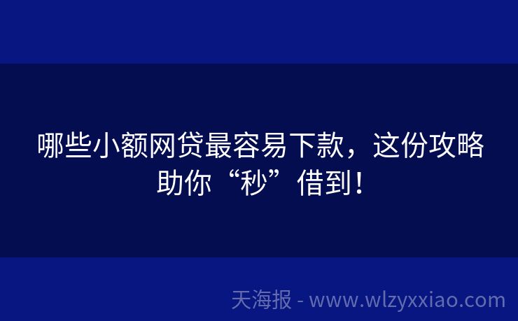 哪些小额网贷最容易下款，这份攻略助你“秒”借到！
