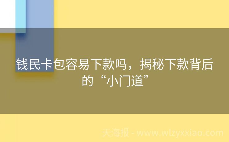 钱民卡包容易下款吗，揭秘下款背后的“小门道”