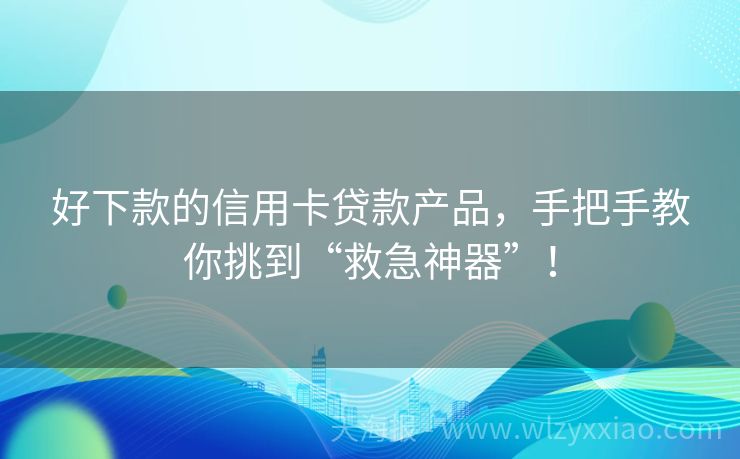 好下款的信用卡贷款产品，手把手教你挑到“救急神器”！