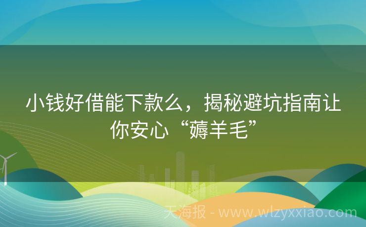小钱好借能下款么，揭秘避坑指南让你安心“薅羊毛”