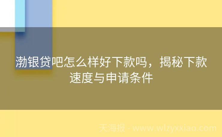 渤银贷吧怎么样好下款吗，揭秘下款速度与申请条件