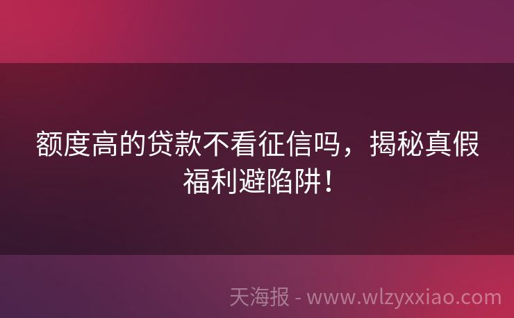额度高的贷款不看征信吗，揭秘真假福利避陷阱！