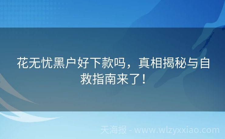 花无忧黑户好下款吗，真相揭秘与自救指南来了！