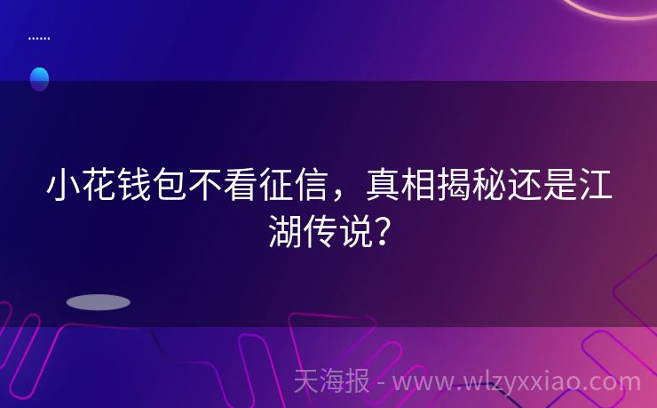 小花钱包不看征信，真相揭秘还是江湖传说？