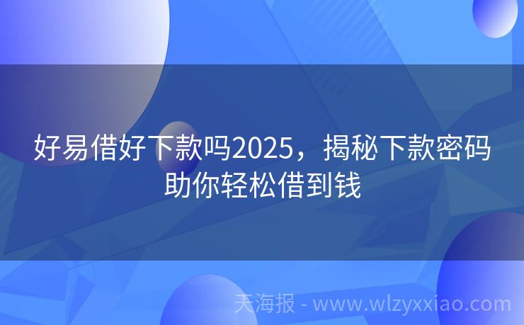 好易借好下款吗2025，揭秘下款密码助你轻松借到钱