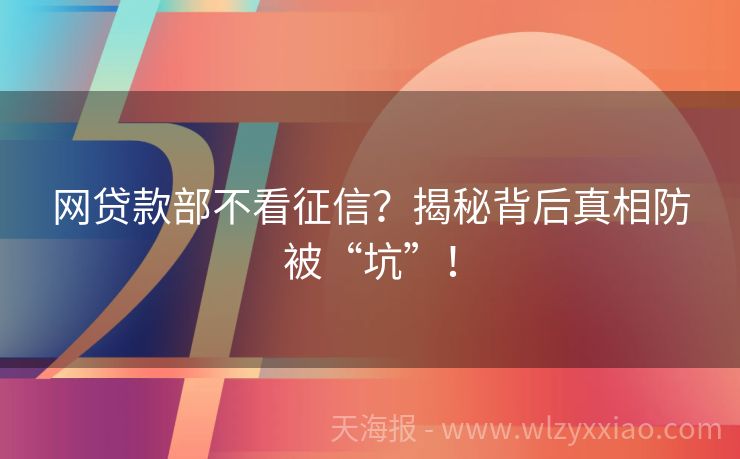 网贷款部不看征信？揭秘背后真相防被“坑”！