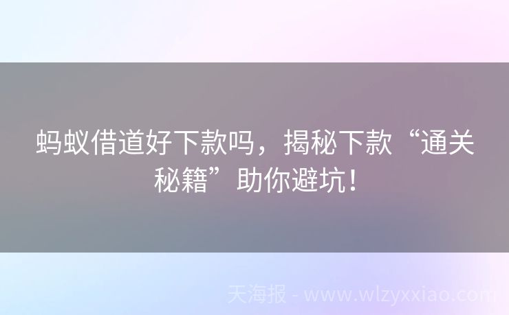 蚂蚁借道好下款吗，揭秘下款“通关秘籍”助你避坑！