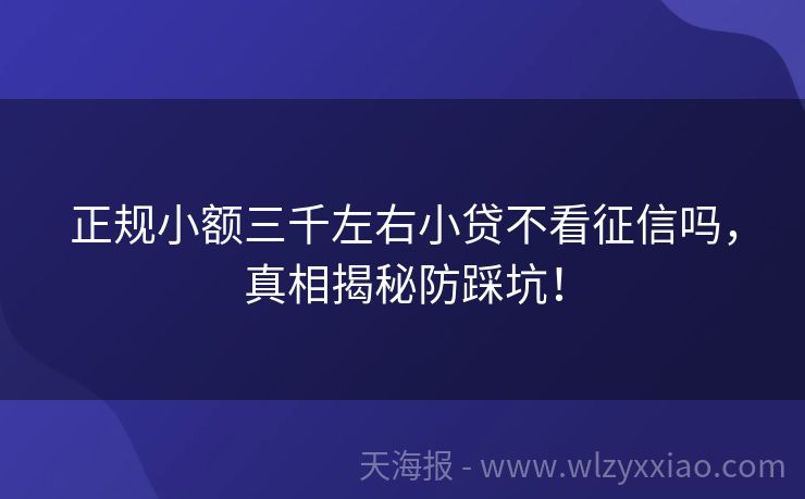 正规小额三千左右小贷不看征信吗，真相揭秘防踩坑！