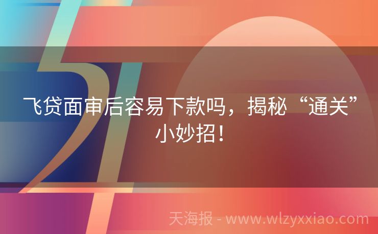 飞贷面审后容易下款吗，揭秘“通关”小妙招！