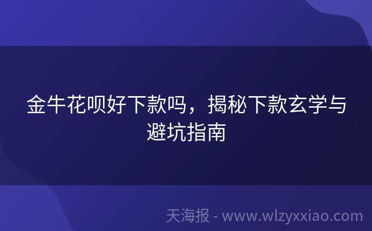金牛花呗好下款吗，揭秘下款玄学与避坑指南